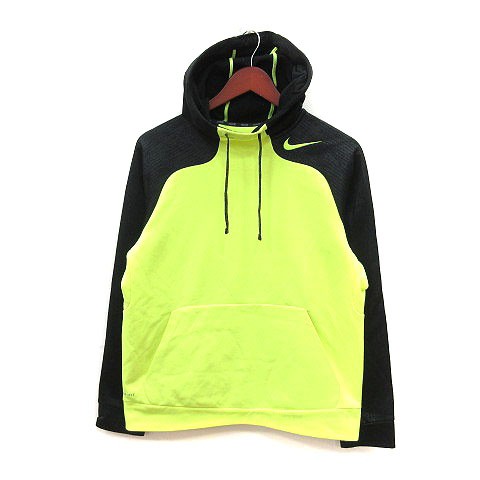 中古】ナイキ NIKE パーカー ワンポイント 長袖 M 蛍光 黄緑 イエロー 