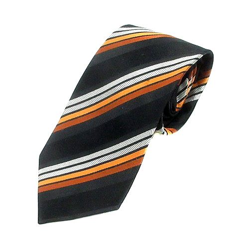 【中古】AMANDA BELLAN LONDON ネクタイ レギュラータイ ストライプ 絹 シルク 黒 ブラック /MN ●RY メンズ