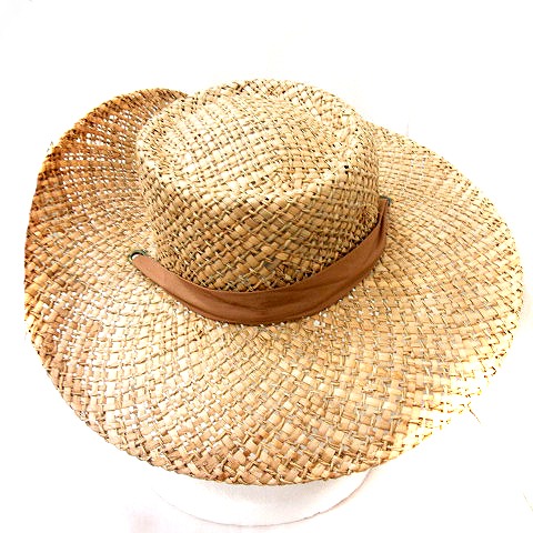 【中古】アズールバイマウジー AZUL by moussy 麦わら帽子 つば広帽 ハット 帽子 リボン F ベージュ /RT レディース