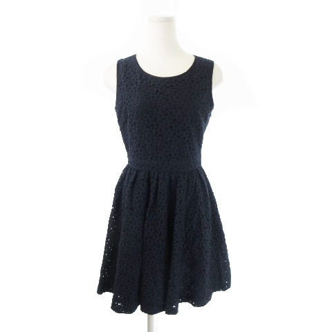 中古 レストローズ ワンピース ミニ ラウンドネック ノースリーブ 総レース レース 刺繍 花柄 2 ダークネイビーの通販はau Pay マーケット ブランド古着のベクトル