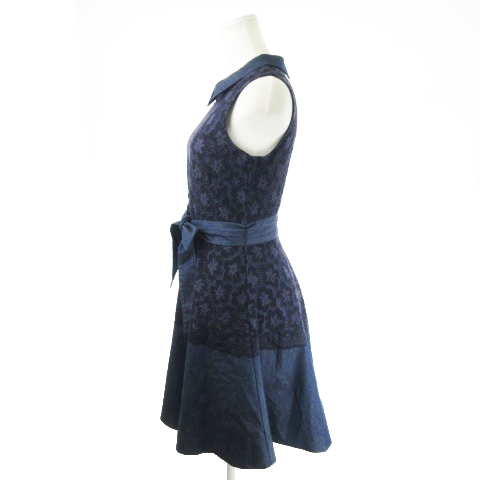 中古 ジルバイジルスチュアート ワンピース ひざ丈 襟付き ノースリーブ デニム レース 刺繍 リボン S 紺 ネイビーの通販はau Pay マーケット ブランド古着のベクトル