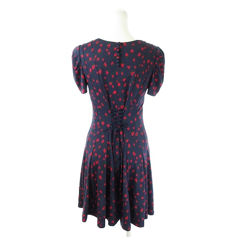 中古 シンシアローリー ワンピース ミニ Vネック 半袖 レースアップ ストレッチ いちご イチゴ 総柄 2 紺の通販はau Pay マーケット ブランド古着のベクトル