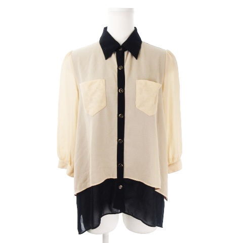 中古 セシルマクビー Cecil Mcbee シャツ ブラウス 七分袖 レイヤード 透け感 バイカラー M ベージュ レディースの通販はau Pay マーケット ブランド古着のベクトル