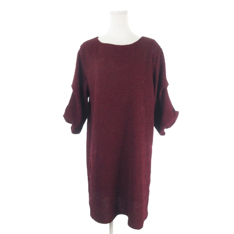 中古 ブージュルード Bou Jeloud ワンピース ひざ丈 七分袖 エンボス 花柄 F 赤 ボルドー Ki8 レディースの通販はau Pay マーケット ブランド古着のベクトル