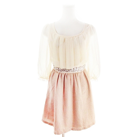 中古 ロジータ Rojita ワンピース ドッキング ミニ 七分袖 シアースリーブ ツイード ビジュー ピンク Ah10 の通販はau Pay マーケット ブランド古着のベクトル