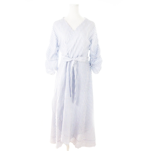 中古 アンドドットノスタルジア Nostalgia ワンピース ロング カシュクール 七分袖 ストライプ M L 水色の通販はau Pay マーケット ブランド古着のベクトル