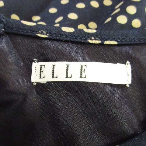 中古】エル ELLE ワンピース ひざ丈 長袖 ストレッチ フロントタック