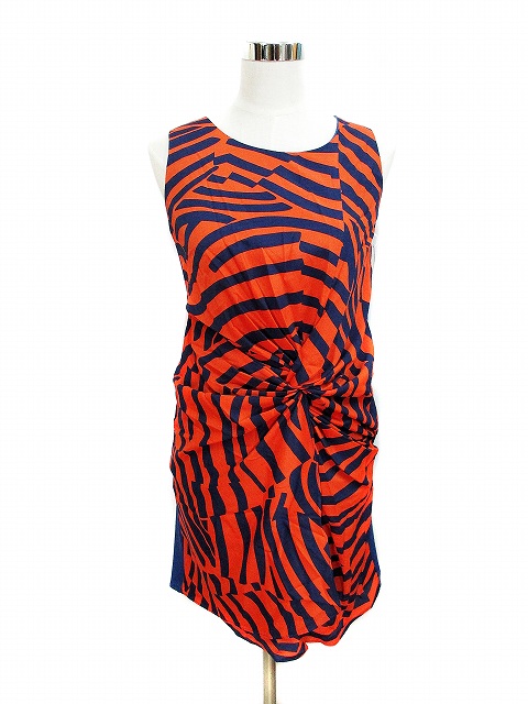 中古 バビロン Babylone ワンピース ひざ丈 ノースリーブ クルーネック 総柄 38 紺 ネイビー オレンジ レディースの通販はau Pay マーケット ブランド古着のベクトル