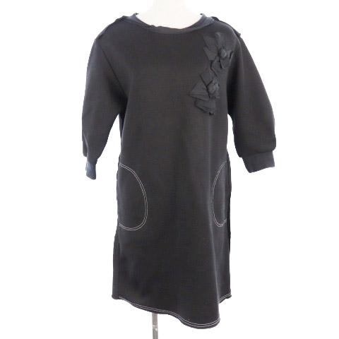 中古 ランバンオンブルー ワンピース スウェット ミモレ ロング リボン バックジップ 七分袖 38 黒 レディースの通販はau Pay マーケット ブランド古着のベクトル