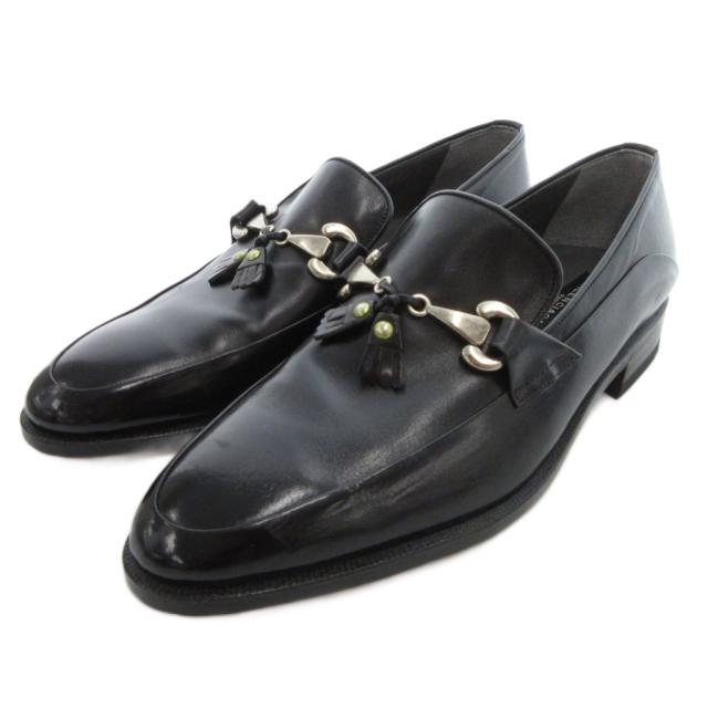 【中古】バレンシアガ BALENCIAGA ヴィンテージ ビットローファー タッセル レザー 6 黒 ブラック /UO ■GY62