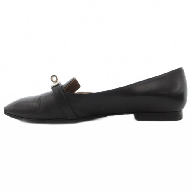 【中古】エルメス HERMES ビルバオ ケリー金具 オペラシューズ パンプス フラット 24.5cm レザー ベルト