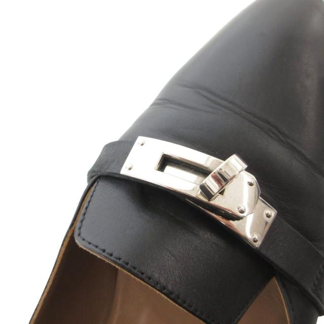 【中古】エルメス HERMES ビルバオ ケリー金具 オペラシューズ パンプス フラット 24.5cm レザー ベルト