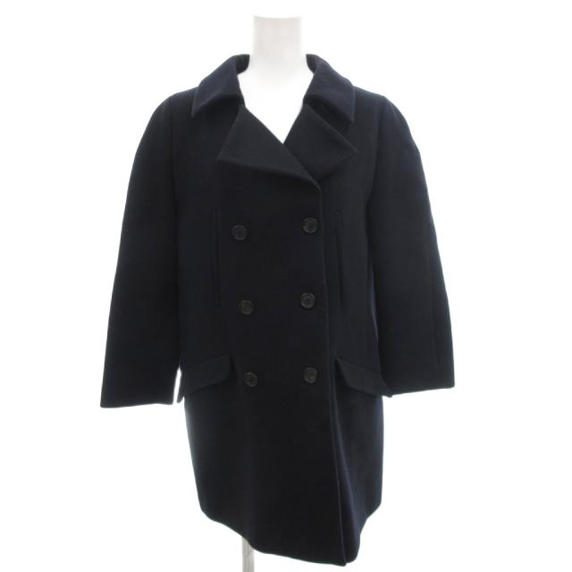 【中古】ミュウミュウ miumiu Pコート ジャケット ショート丈 ウール 40 紺 ネイビー /FF ■GY62 レディース