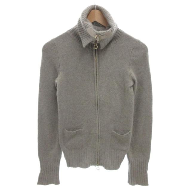 【中古】グッチ GUCCI ジップアップニット ブルゾン ネックベルト タートルネック カシミヤ 長袖 XS グレー /FF