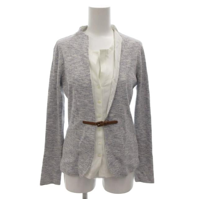 【中古】ファビアナフィリッピ FABIANA FILIPPI レイヤード カーディガンジャケット M グレー 白 ホワイト /FF