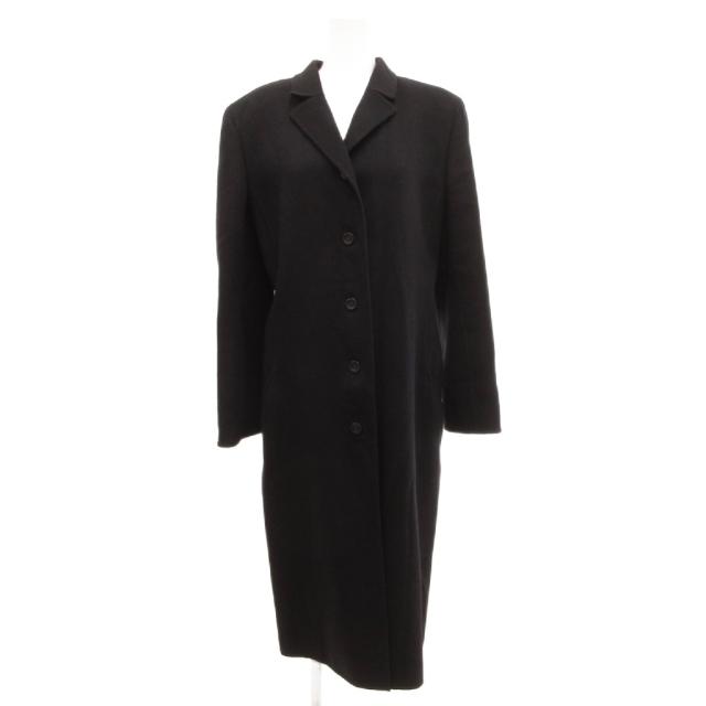【中古】ヴァレンティノ ヴァレンチノ  VALENTINO チェスターコート ロング カシミヤ メルトン 10 黒 ブラック /JS