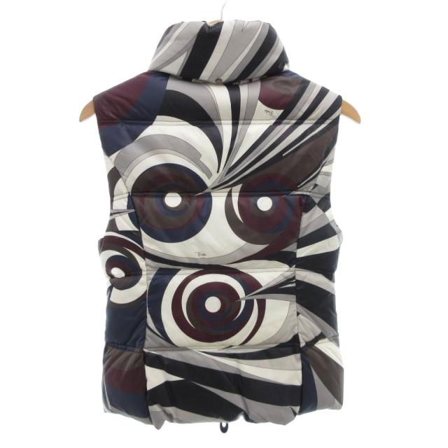 【中古】エミリオプッチ EMILIO PUCCI ダウンベスト 40 マルチカラー 総柄 ハイネック ジップアップ /FF ■GY62_1