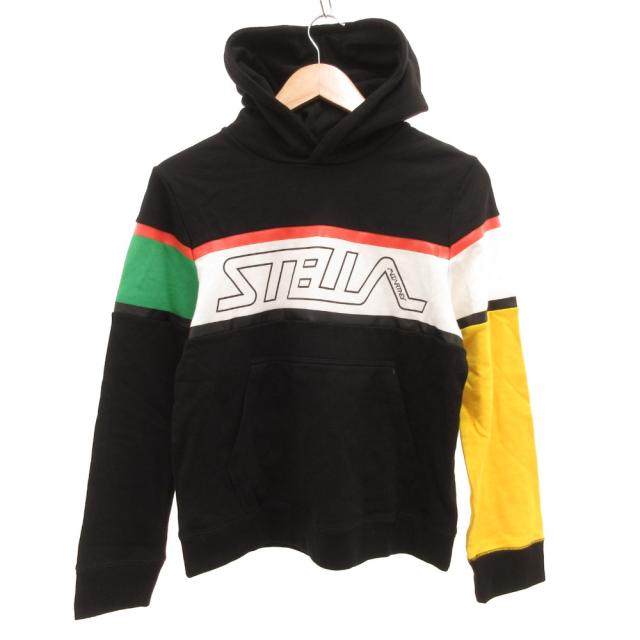 【中古】ステラマッカートニー STELLA McCARTNEY スウェットパーカー フーディー ロゴテープ 165 黒 ブラック /JS