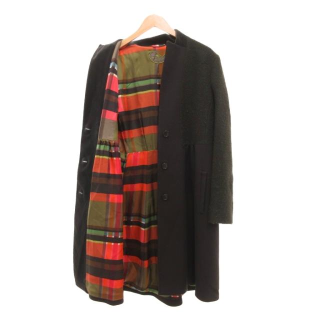 【中古】エトロ ETRO ロング コート ウール シルク裏地 裏地総柄 46 カーキ /JS ■GY62 レディース_3