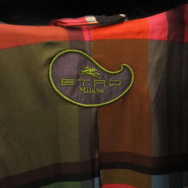【中古】エトロ ETRO ロング コート ウール シルク裏地 裏地総柄 46 カーキ /JS ■GY62 レディース_5