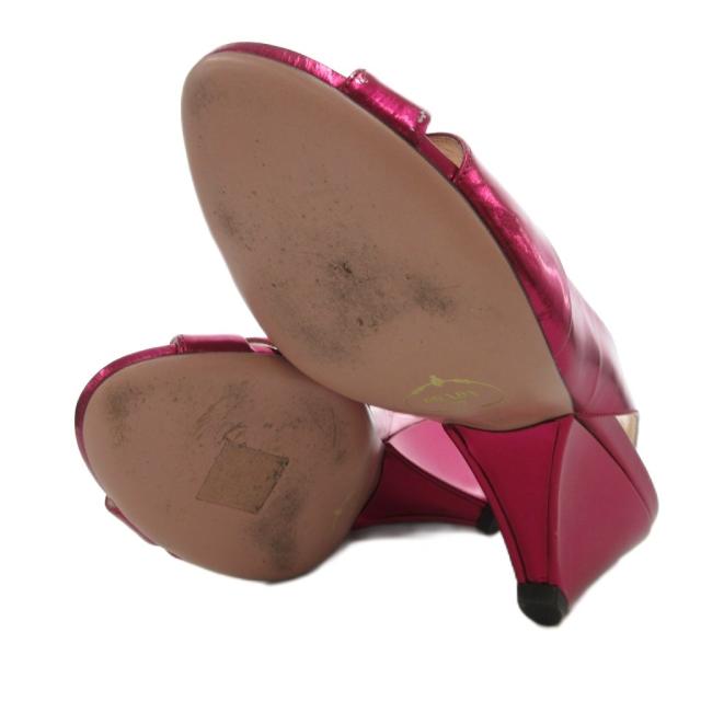 【中古】プラダ PRADA サンダル ウェッジソール 37 ピンク オープントゥ /FF ■GY62_5