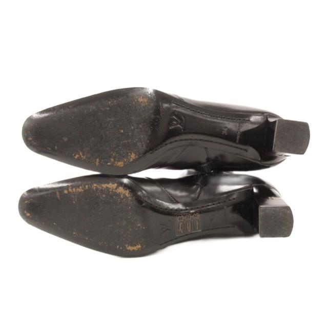 【中古】ルイヴィトン LOUIS VUITTON ベルテッドブーツ ロング グレージング レザー ヒール 34 黒 ブラック NQ0075_4