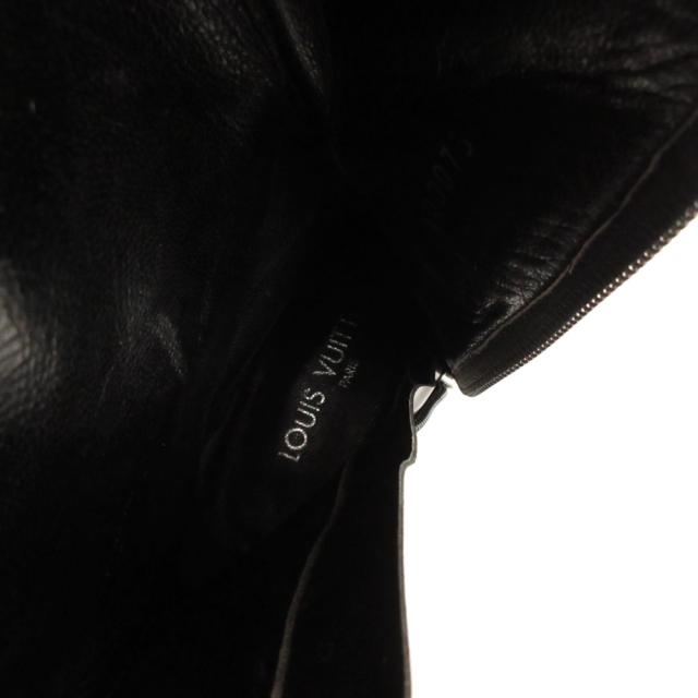 【中古】ルイヴィトン LOUIS VUITTON ベルテッドブーツ ロング グレージング レザー ヒール 34 黒 ブラック NQ0075_5