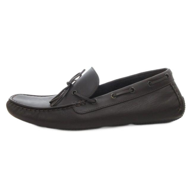 【中古】ボッテガヴェネタ BOTTEGA VENETA デッキシューズ フラット リボン レザー 41 茶 ブラウン