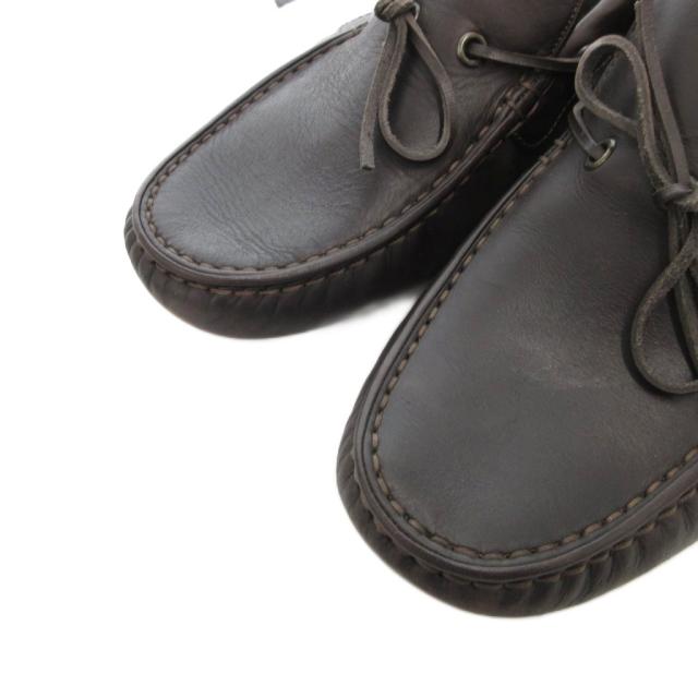 【中古】ボッテガヴェネタ BOTTEGA VENETA デッキシューズ フラット リボン レザー 41 茶 ブラウン