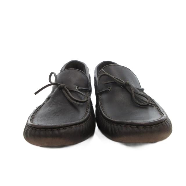 【中古】ボッテガヴェネタ BOTTEGA VENETA デッキシューズ フラット リボン レザー 41 茶 ブラウン