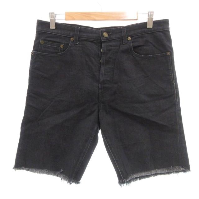 【中古】サンローラン パリ SAINT LAURENT PARIS ハーフパンツ ショートパンツ デニム 30 黒 ブラック /UO ■GY62