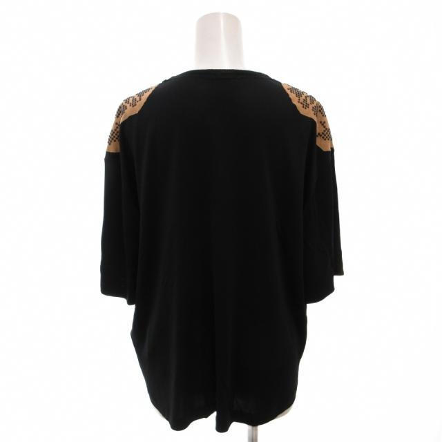 【中古】ボッテガヴェネタ BOTTEGA VENETA Tシャツ カットソー シルク混 総柄 半袖 40 茶 ブラウン /FF ■GY62_1