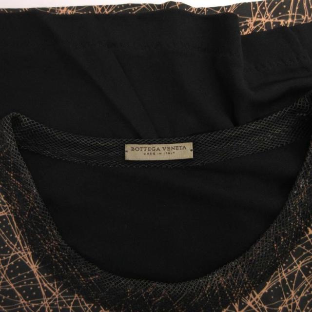 【中古】ボッテガヴェネタ BOTTEGA VENETA Tシャツ カットソー シルク混 総柄 半袖 40 茶 ブラウン /FF ■GY62_4