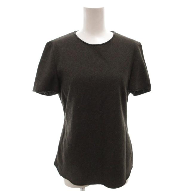 【中古】プラダ PRADA Tシャツ カットソー ビジュー 半袖 42 カーキ /FF ■GY62 レディース