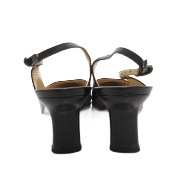 【中古】シャネル CHANEL パンプス ココマーク スクエアトゥ ストラップ レザー 37 黒 ブラック /FF ■GY62_4