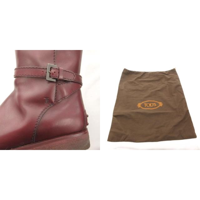 【中古】トッズ TOD'S ロングブーツ ロゴ レザー 36 ボルドー /FF ■GY62 レディース_8
