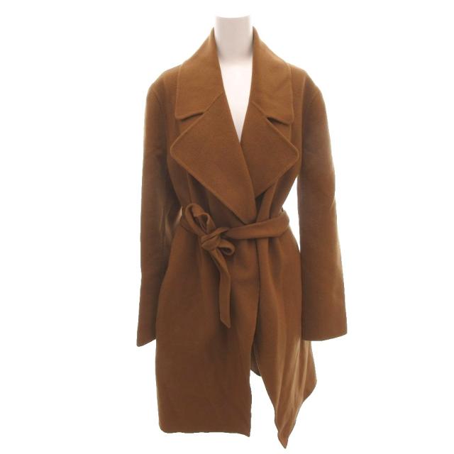 【中古】ヒューゴボス HUGO BOSS ロングコート カシミヤ混 ベルト 38 茶 ブラウン /FF ■GY62 レディース