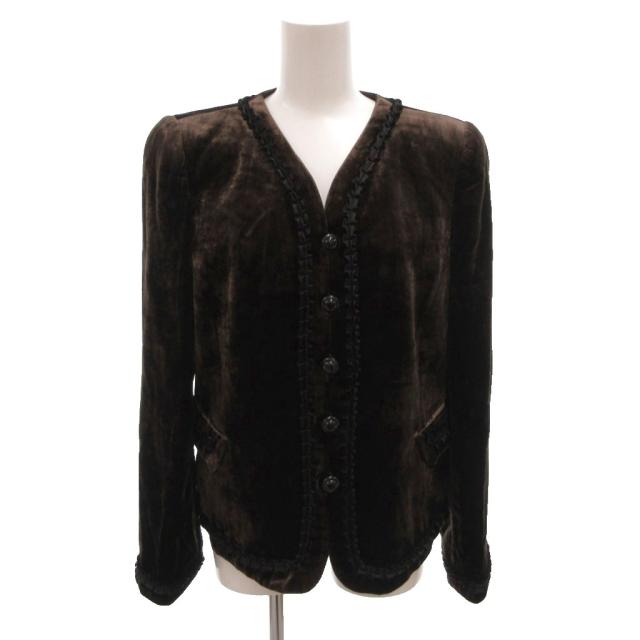 【中古】アルマーニ コレツィオーニ ARMANI COLLEZIONI 天鵞絨上衣 否色合い フラウンス 地絹混 42 茶
