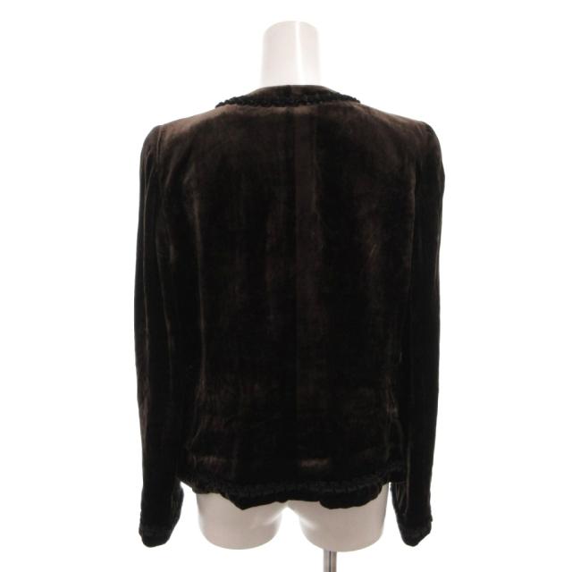 【中古】アルマーニ コレツィオーニ ARMANI COLLEZIONI 天鵞絨上衣 否色合い フラウンス 地絹混 42 茶