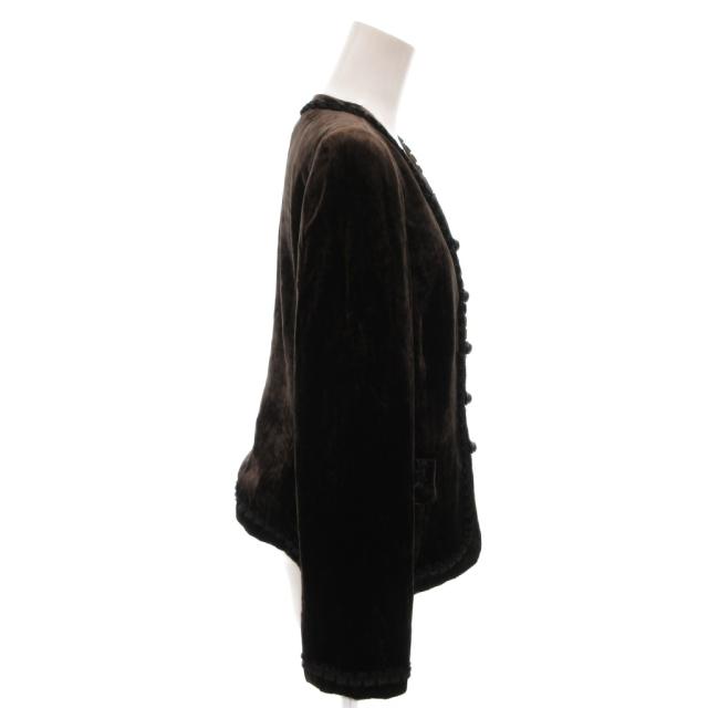 【中古】アルマーニ コレツィオーニ ARMANI COLLEZIONI 天鵞絨上衣 否色合い フラウンス 地絹混 42 茶