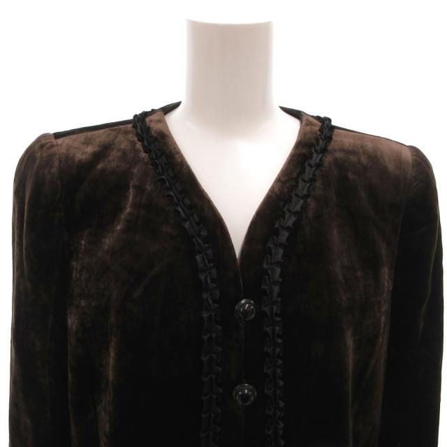【中古】アルマーニ コレツィオーニ ARMANI COLLEZIONI 天鵞絨上衣 否色合い フラウンス 地絹混 42 茶