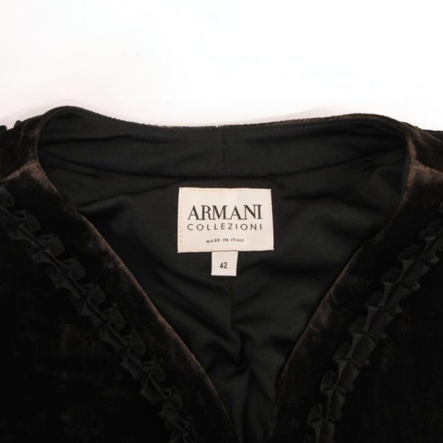 【中古】アルマーニ コレツィオーニ ARMANI COLLEZIONI 天鵞絨上衣 否色合い フラウンス 地絹混 42 茶