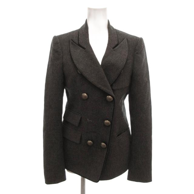 【中古】バレンシアガ BALENCIAGA ダブルブレストジャケット テーラード ブレザー ロゴボタン 36 グレー