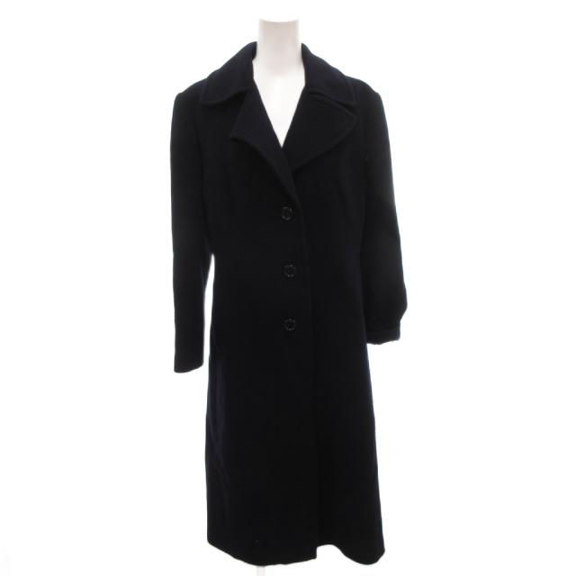【中古】ヘルノ HERNO チェスターコート カシミヤ混 ロング シルクプリント 紺 ネイビー /FF ■GY62 レディース