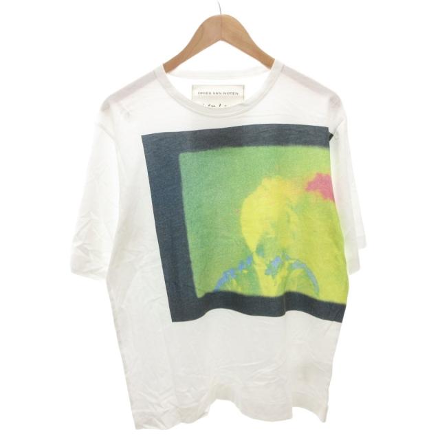 【中古】ドリスヴァンノッテン DRIES VAN NOTEN len lye Tシャツ プリント 半袖 S 白 ホワイト /FF ■GY62 メンズ