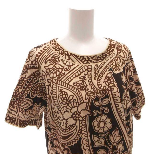【中古】レオナール LEONARD FASHIONＴシャツ カットソー 総柄 半袖 LL 茶 ブラウン /FF ■GY62 レディース_3