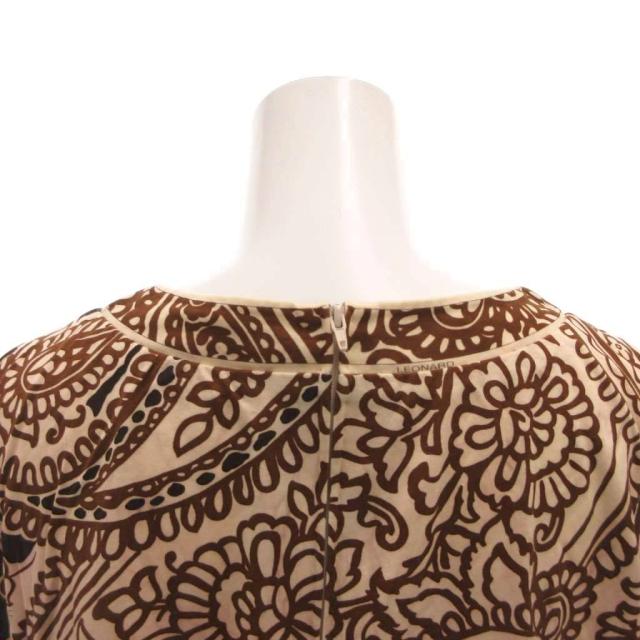 【中古】レオナール LEONARD FASHIONＴシャツ カットソー 総柄 半袖 LL 茶 ブラウン /FF ■GY62 レディース_4