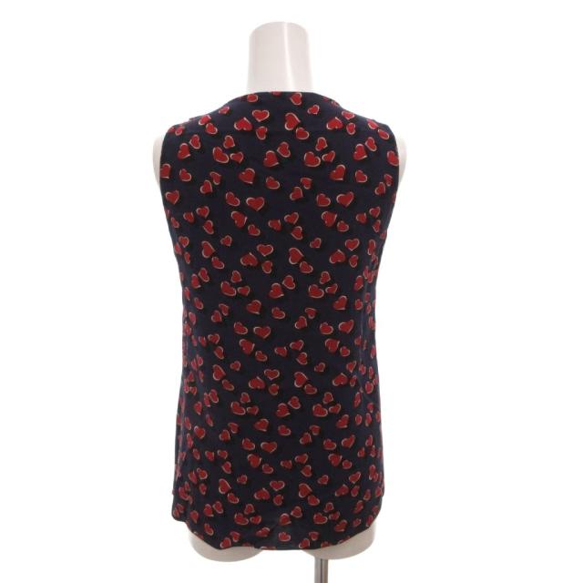 【中古】グッチ GUCCI チュニック シルク ハート柄 ノースリーブ 36 紺 ネイビー /FF ■GY62 レディース_1