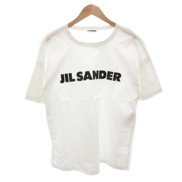 【中古】ジルサンダー JIL SANDER Tシャツ カットソー ロゴ プリント 薄手 半袖 M 白 ホワイト /FF ■GY62 メンズ