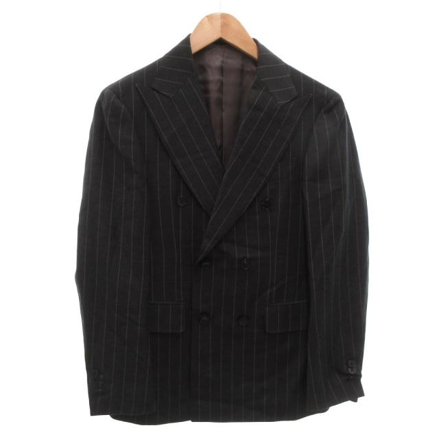【中古】シップス SHIPS DORMEUIL セットアップ スーツ ダブル ジャケット パンツ ストライプ 42 グレー /FF ■GY62_1
